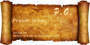 Preidt Orion névjegykártya